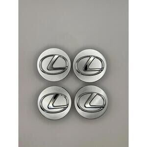 Set of 4 62mm Silver Wheel Center Caps Chrome Emblem for Lexus